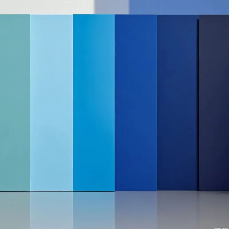 light blue, medium blue and dark blue